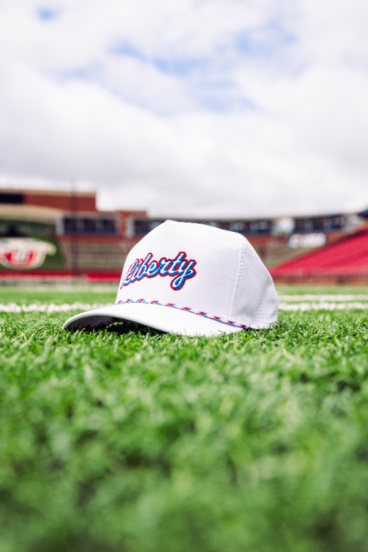 Liberty University Baseball Hat - Embroidered Flames Adjustable Cap, Blue (Style D)